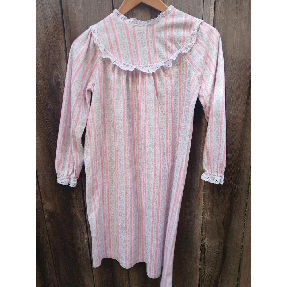 VTG‎ Lanz of Salzburg Nightgown Girl's Medium (7/8)Pink Blue Tyrolean Hearts